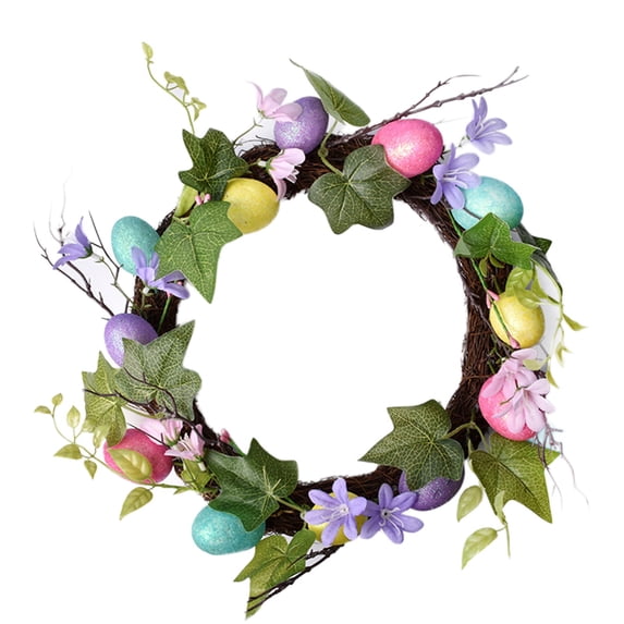 20 Inch Easter Wreath Spring Wreath Artificial Flower Wreath with Colorful Eggs Daisies Berries Eucalyptus Leaves for Front Door Easter Summer Farmhouse Holiday Wall Home Window Decor