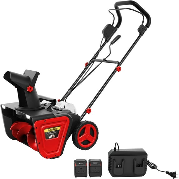 20-Inch Electric Snow Blower with Battery, Brushless Motor Snow Thrower with 10" Clearing Depth, 23FT Throw Distance, 180° Rotating Chute & Dual LED Lights for Driveways & Walkways, Red