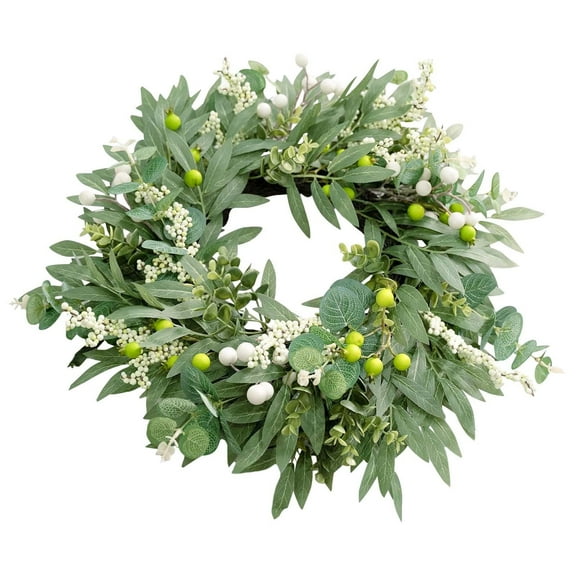 20 Inch Eucalyptus Wreath for Front Door-Artificial Spring Summer Greenery Wreath with White Berries,Farmhouse Decor for All Seasons,Indoor Outdoor Wall,Porch,or Wedding