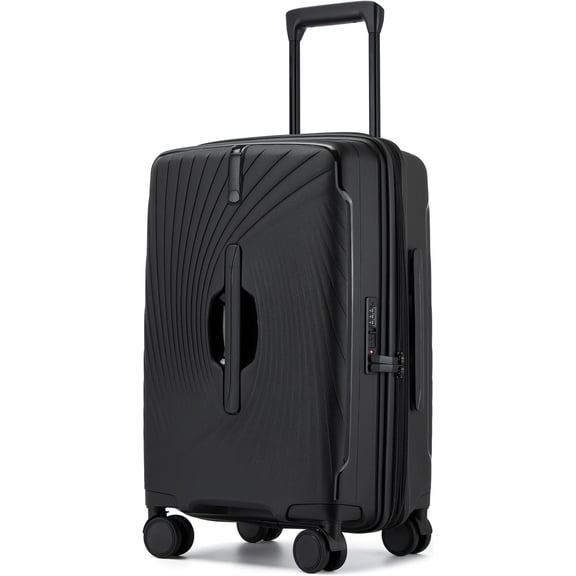 20 Inch Expandable Carry on Luggage, Hardside Lightweight Spinner Suitcase TSA Lock, 22x14x9 Airline Approved Hard Shell Expandable Travel Luggage with 20% More Capacity (Black, 20 Inch)