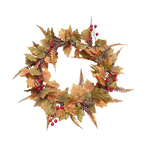 20 Inch Fall Wreath for Front Door,Artificial Pampas Grass Autumn Wreath for Porch Wall Indoor Outdoor Thanksgiving Harvest Seasonal Home Decoration