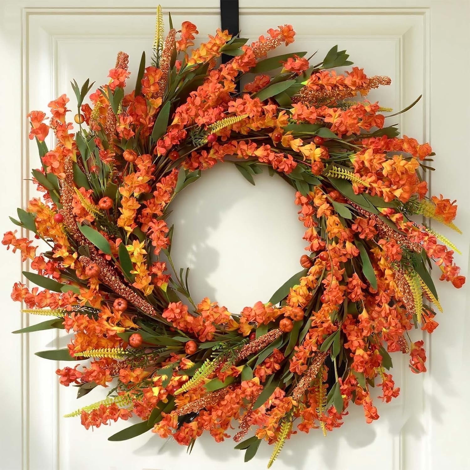 20 Inch Fall Wreaths For Front Door, Autumn Wreath Orange Yellow Fall ...