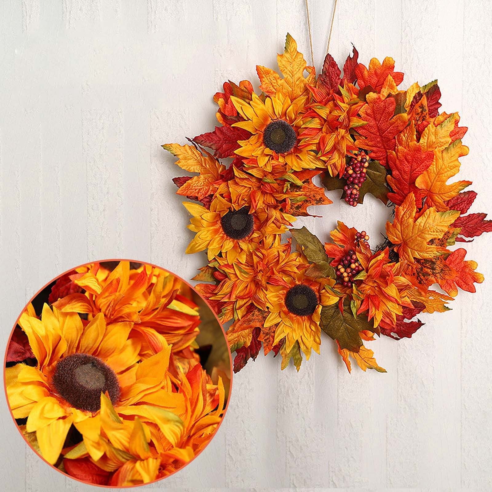20" Fall Wreaths for Front Door, Autumn Harvest Wreath with Sunflower ...