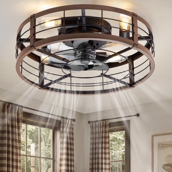Lokivas 20in Flush Mount Ceiling Fans with Light, Quiet DC Motor, 6 Speeds & Remote Control
