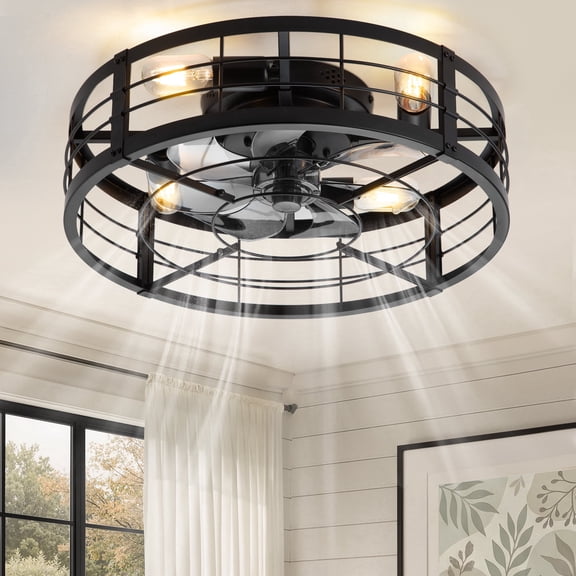 Lokivas 20in Flush Mount Ceiling Fans with Light, Quiet DC Motor, 6 Speeds & Remote Control