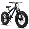 thumbnail image 1 of 20 Inch Fat Tire Bike Adult 7 Speed Mountain Bike, Dual Disc Brakes, High Carbon Steel Frame, Front Suspension, Mountain Buggy, City Commuter City Bike, Fat Tire Bike   Black, 1 of 6