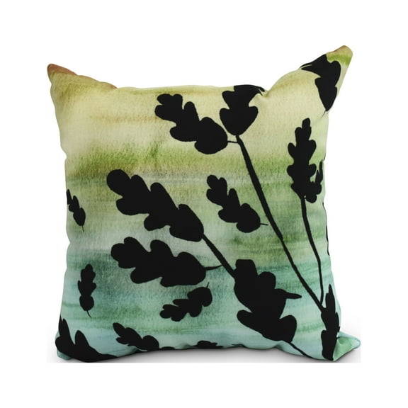 20 Inch Flowing Leaves Multi Floral Print Decorative Throw Pillow