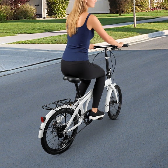 20 Inch Folding Bike for Adults & Teens, 7 Speed City Commuter Bicycle with Dual Disc Brakes, Adjustable Seat & Handlebar, High Carbon Steel Frame