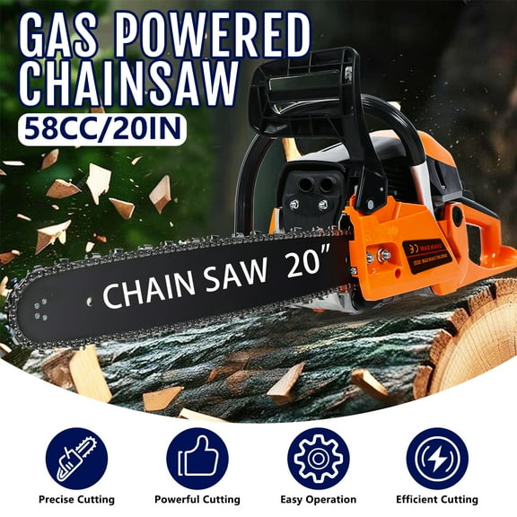 20 Inch Gas Chainsaw, 58CC 2-Stroke Gas Powered Chainsaw