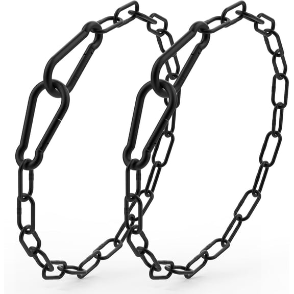 20 Inch Gate Chain Lock with Carabiner, Stainless Steel Chain Link Gate Lock, 2Pcs Barn Chain for Outdoor Fences Gates Pet Cages Livestock Corrals (Black)