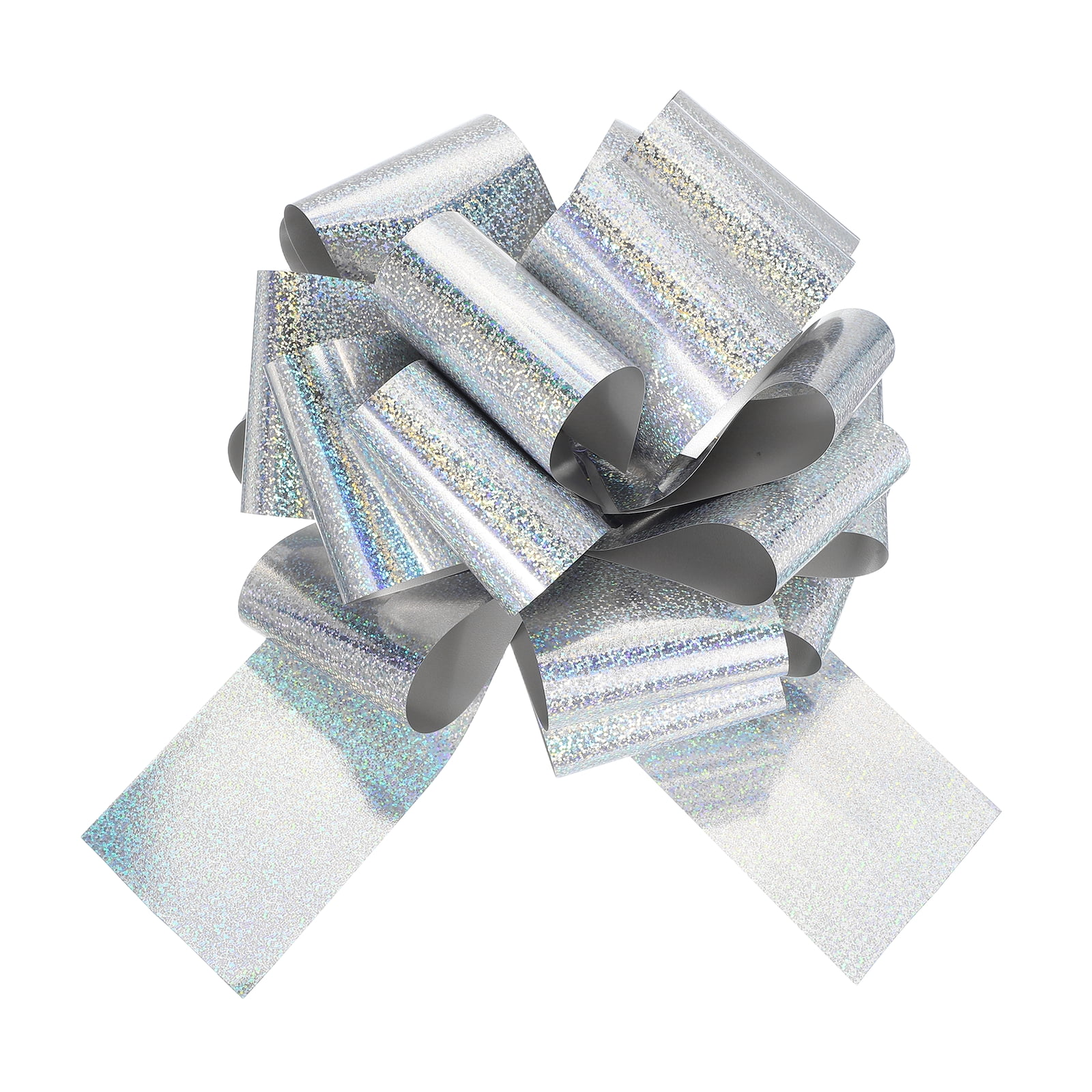 20 Inch Giant Large Pull Bow 1 Pcs Big Glitter Metallic Car Bows Ribbon for Wedding Presents Gift Wrapping Christmas, Silver Tone