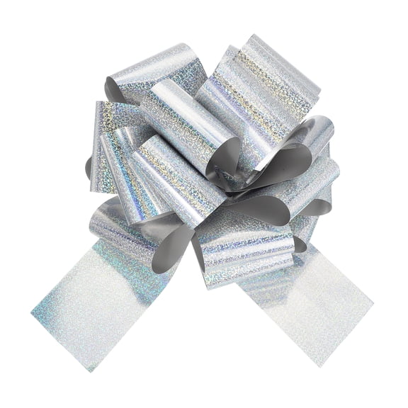 20 Inch Giant Large Pull Bow 1 Pcs Big Glitter Metallic Car Bows Ribbon for Wedding Presents Gift Wrapping Christmas, Silver Tone
