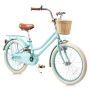 STICCIO 20 inch Girls Bike with Basket and Rear Rack, Adjustable Seat, Dual Brake, Chain Guard, Kids Beach Cruiser Bike for Ages 7-10