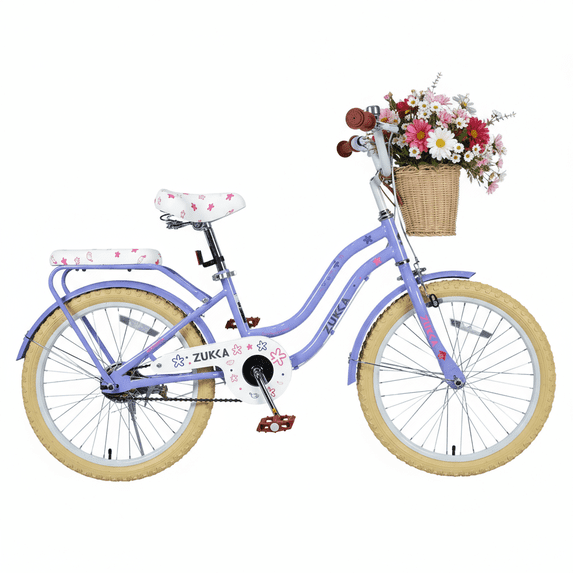 20 inch Girls Bike for 7-10 Years Old Kids, SHINPT Kids Bicycle with Basket & Lightweight, Comfortable City Bikes with Rear Rack and Basket, Purple