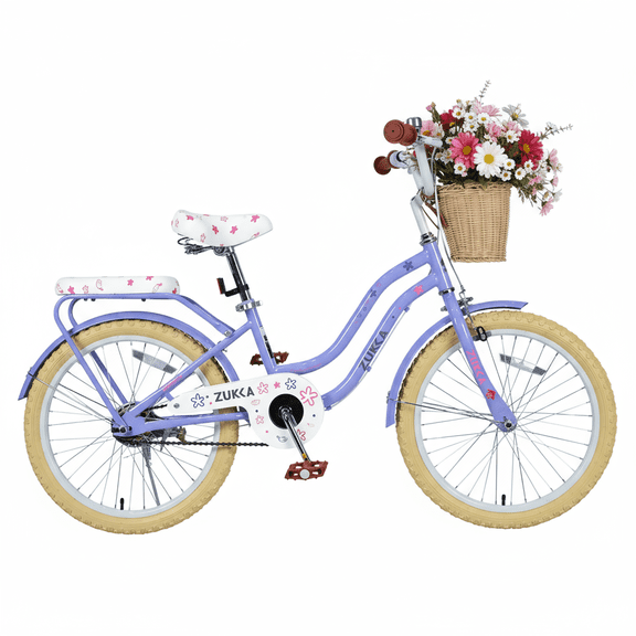 20 inch Girls Bike for 7-10 Years Old Kids, SHINPT Kids Bicycle with Basket & Lightweight, Comfortable City Bikes with Rear Rack and Basket, Purple