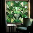 thumbnail image 1 of 20 Inch Green Fan-Shaped Stained Glass Window Film, Art Deco Static Cling Privacy Decal, No-Adhesive Window Sticker Home Decor for Bathroom Kitchen Sliding Doors, 1 of 6