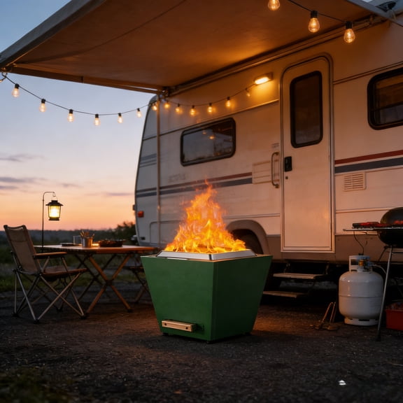 20-Inch Green Smokeless Stainless Steel Fire Pit, Portable Outdoor Firepit with Pull-Out Ash Pan & Carry Handle for Backyard Camping