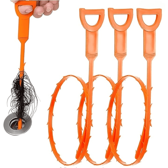 20 Inch Hair Drain Cleaner Tool, Clog Remover Tool, 3 Pcs Drain Auger Hair Cleaning Tool, Hair Shower Drain Tool for Kitchen, Sink, Bathroom, Sewer