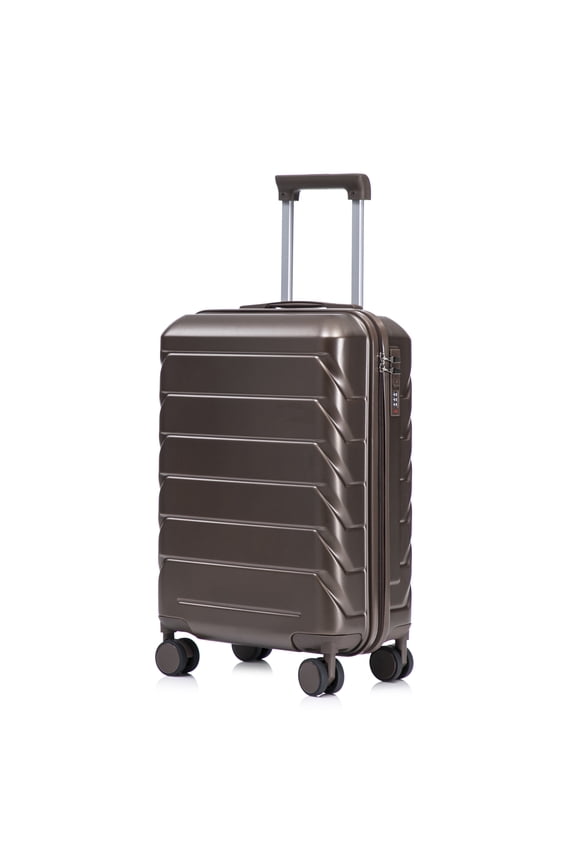 20 Inch Hard Shell Suitcase for Travel, ABS Luggage with Spinner Wheels, Secure Combination Lock, Lightweight Carry On Bag for Men & Women,Brown