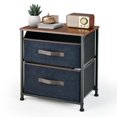 thumbnail image 1 of 20 Inch Height Industrial Nightstand with 2 Pull-out Fabric Drawers, 1 of 8