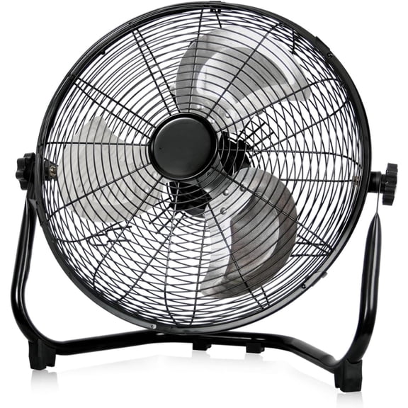 20 Inch High Velocity Floor Fan, Industrial Metal Fans, 3 Speed, 5 Aluminum Blades, 360 Tilt, Heavy Duty, for Shop, Garage, Warehouse, Outdoor