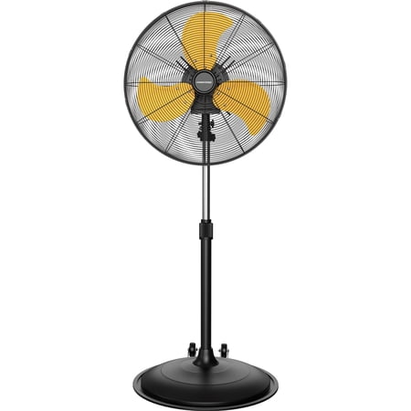 FANNIVERSE 20" High Velocity Industrial Floor Fan with Wheels, 3-Speed 5000 CFM Oscillating Pedestal Fan with Aluminum Blades & Copper Motor, UL/CUL Listed