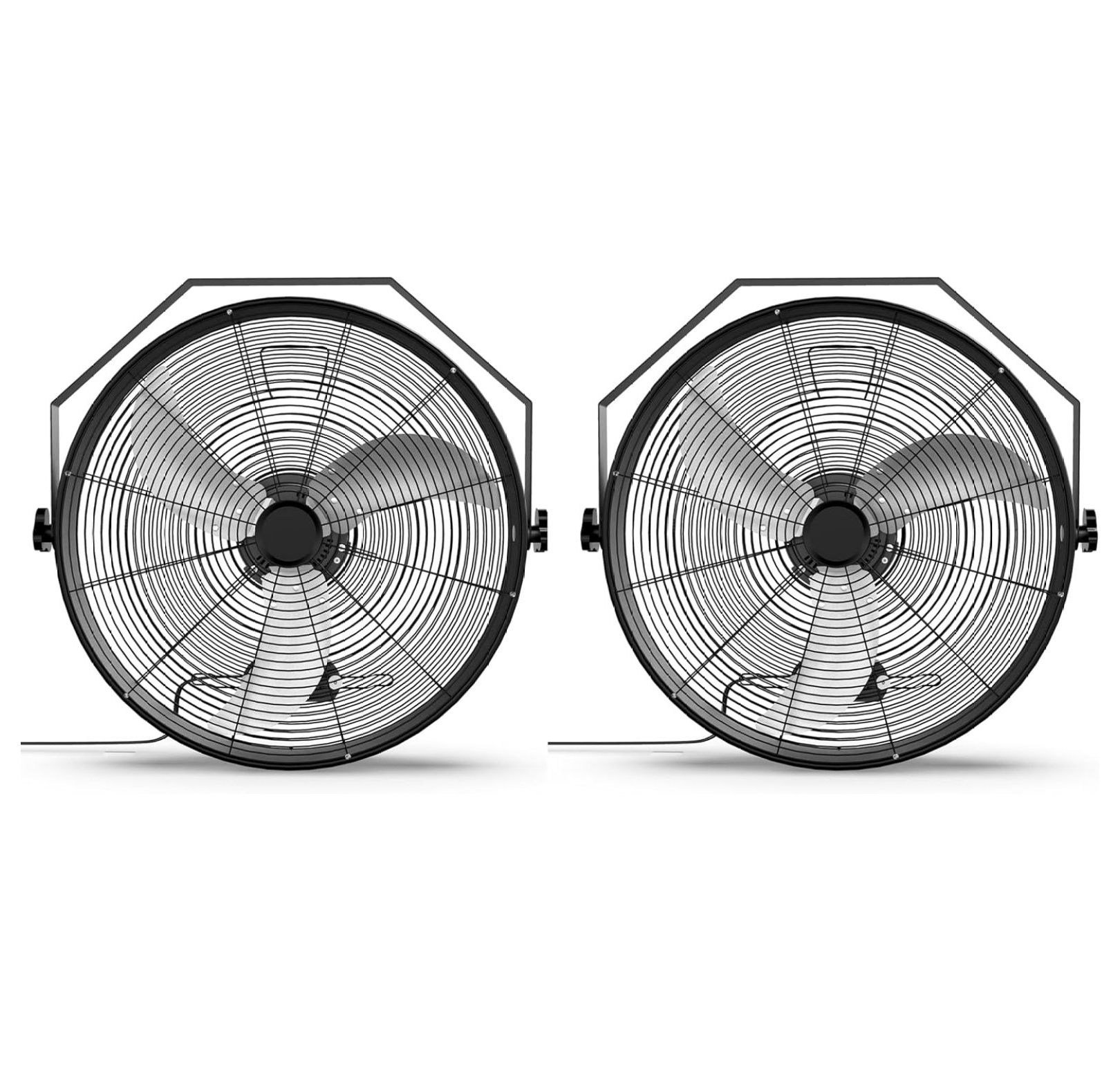 20 Inch High Velocity Wall Mount Fan with Rack, 3 Speed Industrial