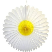 20 Inch Honeycomb Tissue Paper Flower Fan (White And Yellow)