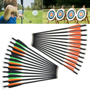 GUU 12-Pack Crossbow Bolts - 22" Carbon Arrows With 4" Vanes, 125 Grain Tips & Half-Moon Nocks