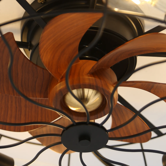 20 Inch Industrial Style LED Ceiling Fan with Remote Control 6Speed