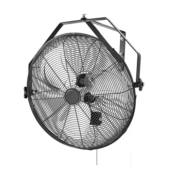 20 Inch Industrial Wall Mount Fan - 4650 CFM 3 Speed - Garage, Workshop, Warehouse Cooling - Adjustable, Metal Construction