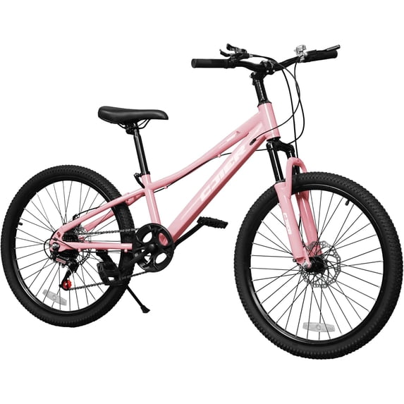 20 Inch Kids Mountain Bike, Bikes for Girls,DEYGIA 7-Speed with Front Suspension, Dual Disc Brakes & Knobby Tires for Ages 6-14, Multi Color