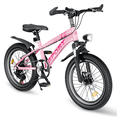 thumbnail image 1 of 20 Inch Kids Mountain Bike for Boys & Girls Ages 7-12 – 7-Speed Gears, Dual Disc Brakes, Shock Absorber Front Fork, LED Light – Silver & Pink, 1 of 6