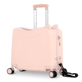 20 Inch Kids Ride-On Luggage with Spinner Wheels, Hard Shell Carry-On Suitcase with Strap, Pink
