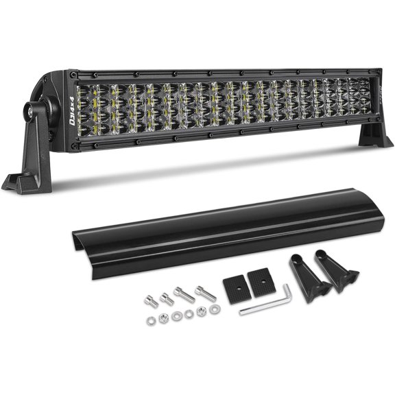 20 Inch LED Light Bar,  Quad Row 320W LED Driving Light Spot Flood Combo Off Road Work Light Bumper Fog Lamps with Black Cover for  Pickup SUV ATV UTV Tractor