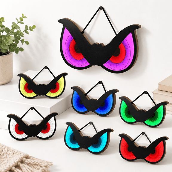20 Inch Large Wooden Spooky Eye Lights With 7 Color Modes For Decor