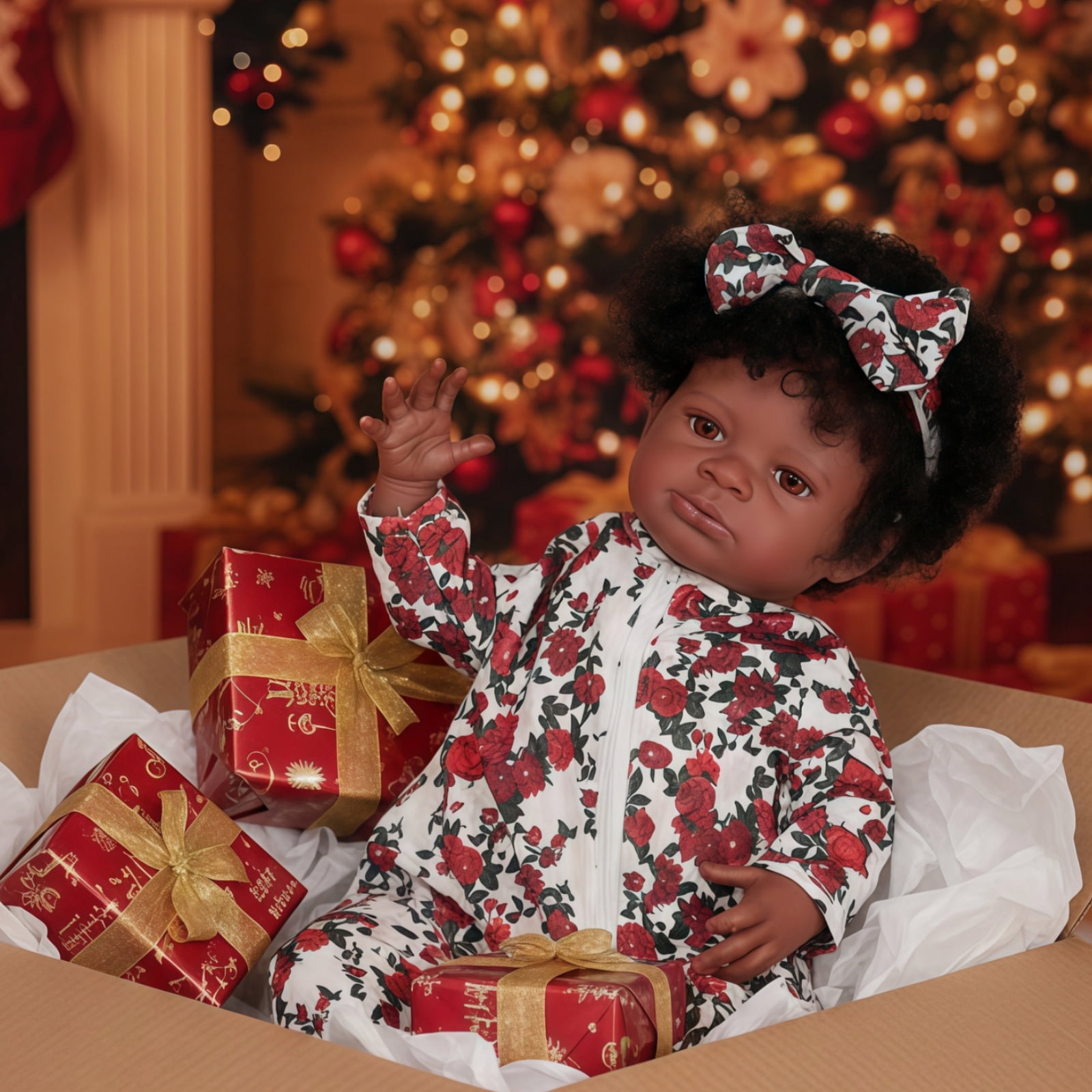 20 Inch Lifelike Black Reborn Baby Doll - African American Soft Cloth Body Doll - Realistic Handmade Art Doll Toy - Gift for Kids Ages 3+