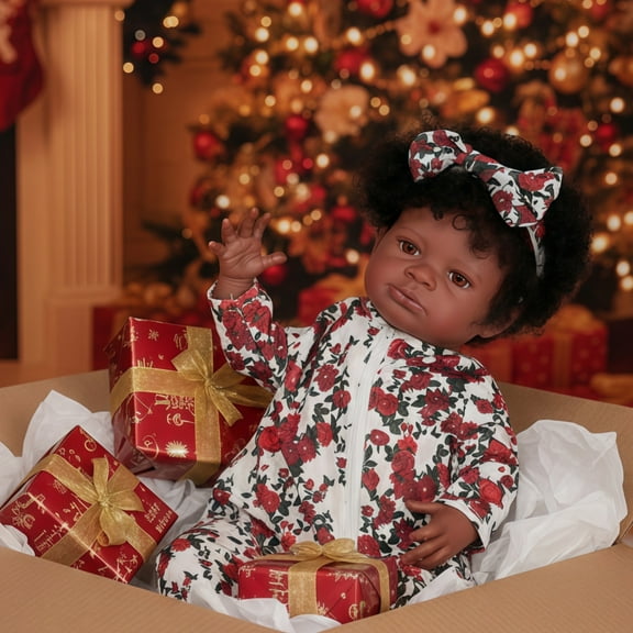 20 Inch Lifelike Black Reborn Baby Doll - African American Soft Cloth Body Doll - Realistic Handmade Art Doll Toy - Gift for Kids Ages 3+
