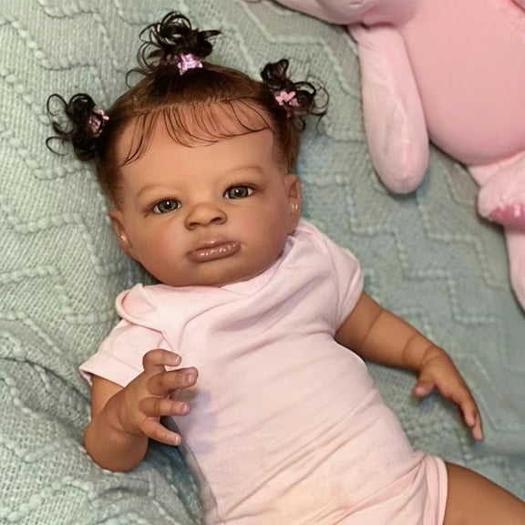 20 Inch Lifelike Black Reborn Baby Doll - African American Soft Cloth Body Doll - Realistic Handmade Art Doll Toy - Gift for Kids Ages 3+
