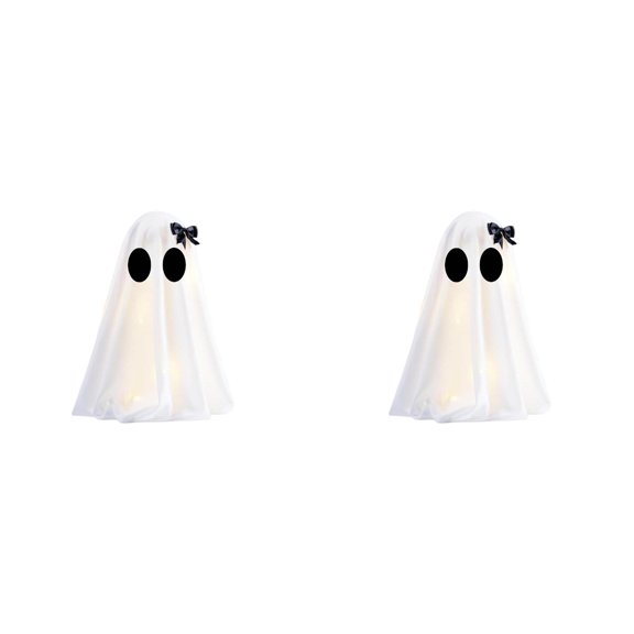 20 Inch Light Up Halloween Scary Ghost Decorations Set of 2, DIY Spooky Crafts for Indoor Home Mantel Shelf & Tabletop Decor for Indoor Party Home Table Room Kitchen Fireplace White