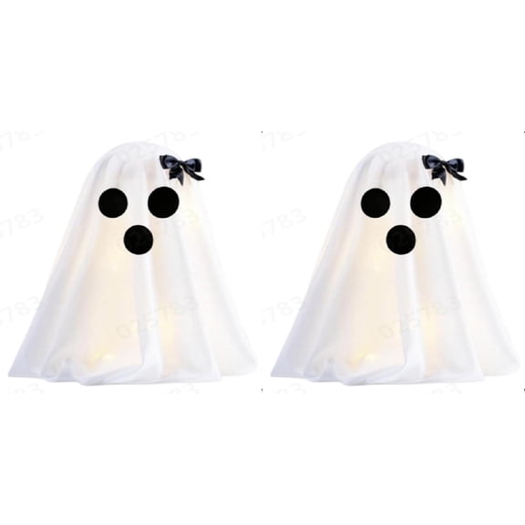 20 Inch Light Up Halloween Scary Ghost Decorations Set of 2, DIY Spooky Crafts for Indoor Home Mantel Shelf & Tabletop Decor for Indoor Party Home Table Room Kitchen Fireplace White