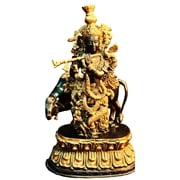 20 -Inch Lord Krishna Statue, Krishna Murti for Home Temple, Pooja Mandir Statue, Brass Cow Krishna Double Finish, Narayana, Flute Krishna |