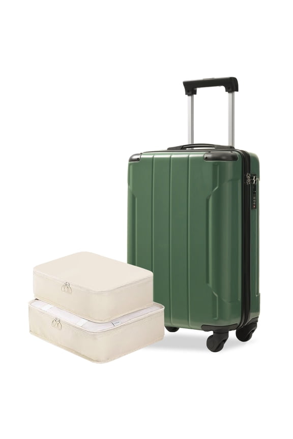 20 Inch Luggage, Carry On Suitcase Hard Shell With Four Multi-Directional Wheels,Resistant Surface, Built-In Tsa Lock, 2 Packing Cubes (Blue-gray)