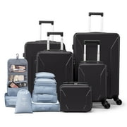 Zimtown 5-Piece Luggage Set with 8 Packing Cubes, Hard Shell Suitcase Set with Spinner Wheels Built-in TSA Lock, Black