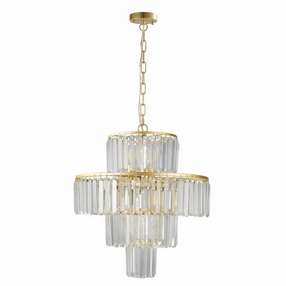 20 Inch Luxury 4-Tier Round Crystal Chandelier, 12-Light Gold Frame Pendant Ceiling Light for Living Room, Dining Room, Bedroom (Bulbs Not Included)