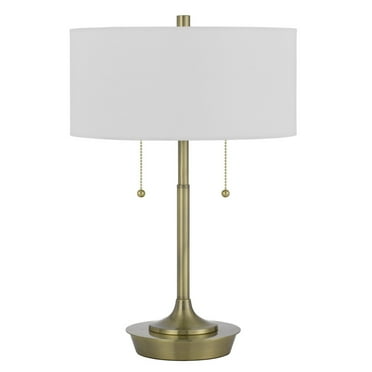 20 Inch Metal Table Lamp with Pull Chain Switch, Brass- Saltoro Sherpi