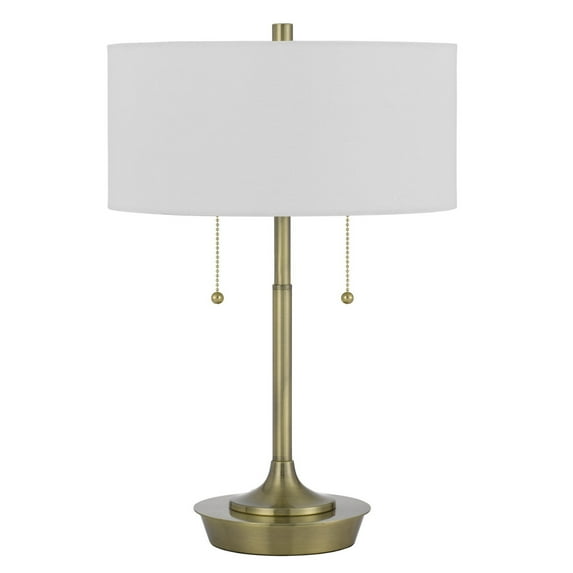 20 Inch Metal Table Lamp with Pull Chain Switch, Brass- Saltoro Sherpi