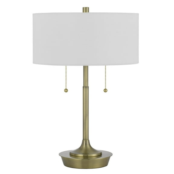 20 Inch Metal Table Lamp with Pull Chain Switch, Brass- Saltoro Sherpi