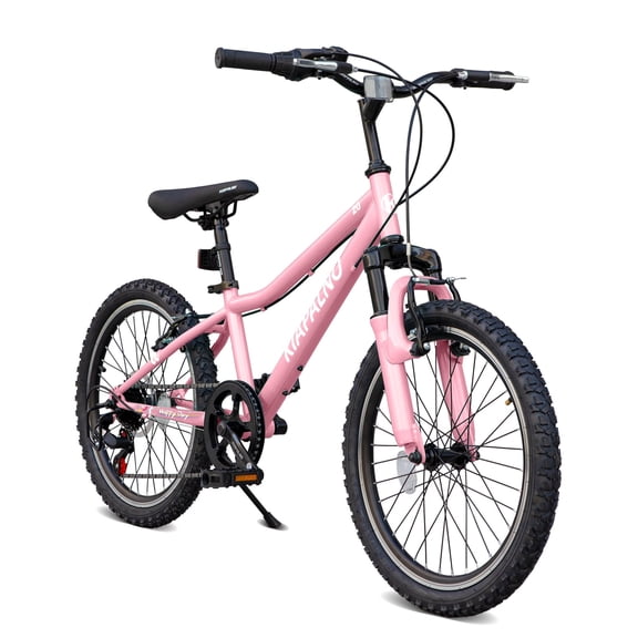 20 Inch Mountain Bike, 7-Speed Dual-Suspension Mountain Bicycle with Sturdy Steel Frame, Pink