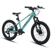 20 Inch Mountain Bike, Magnesium Alloy Frame Dual Front Suspension Mountain Bicycles, 7-speed Bike with Disc Brake